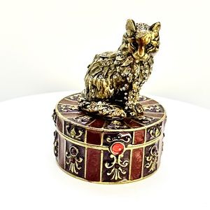 Jay Strongwater Cat on Drum trinket box